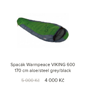 Spacák Warmpeace VIKING 600 170 cm aloe/steel grey/black pravý