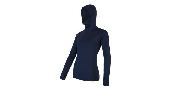 Dámské funkční triko SENSOR Merino DF dl.rukáv s kapucí deep blue