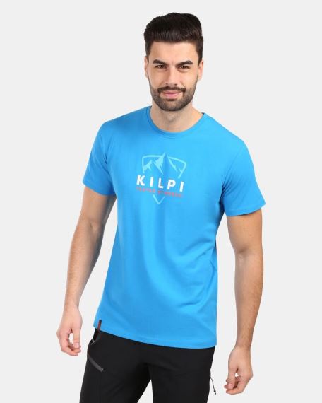 Celkový čelní pohled na Pánské tričko Kilpi DICOVER-M modrá nošené modelem.