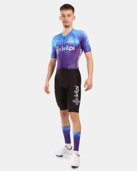 Pánský cyklistický dres Kilpi AURORA-M modrá, celkový pohled zepředu na modelu.