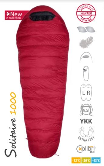 Spacák Warmpeace Solitaire 1000 - ribbon red/black