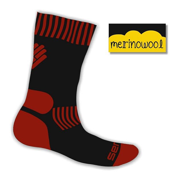 Výprodej SENSOR Expedition Merino Wool ponožky černá/červená S (3-5 UK)