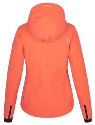 Zadní pohled na dámskou lyžařskou bundu Kilpi CORTINI-W korálová. (1)