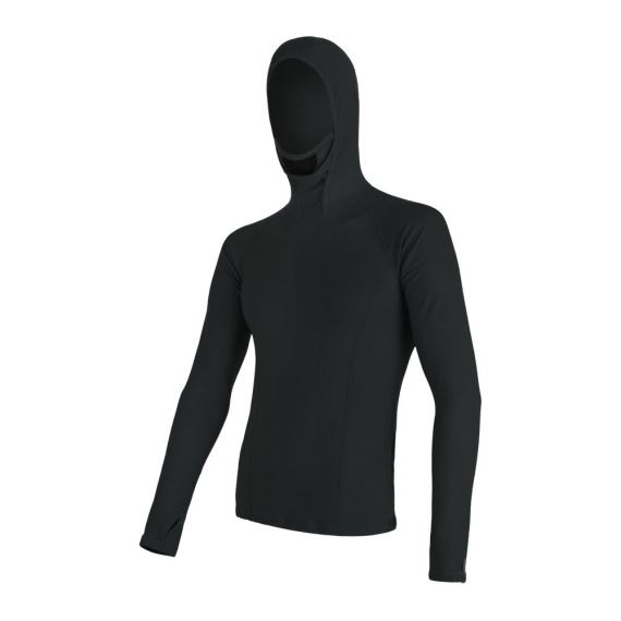 Pánské oboustranné funkční tričko s dlouhým rukávem a kapucí SENSOR Merino DF černá