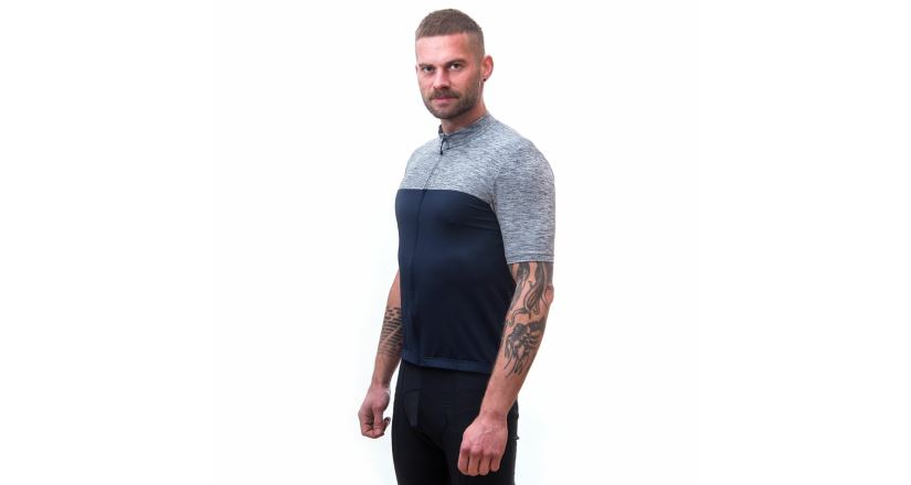 Pánský dres Sensor Cyklo Motion celozip deep blue/šedá (1)