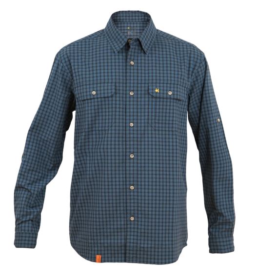 Pánská košile s dlouhým rukávem Warmpeace Mesa Mallard blue/grey