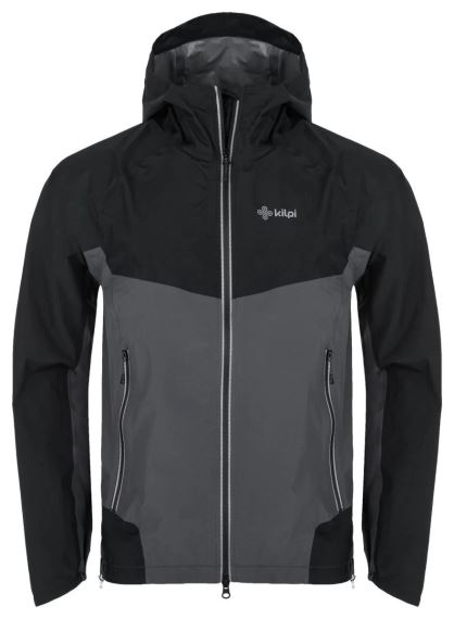 Pohled zepředu na produkt Pánská outdoorová bunda Kilpi HURRICANE-M tmavě šedá.