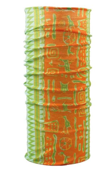 HUSKY šátkový tubus PRINTEMP oranžovo-zelená