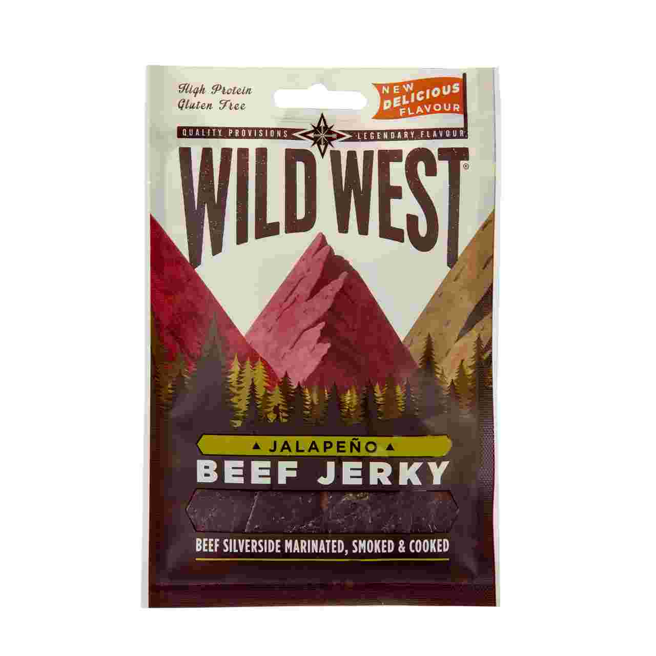 Sušené maso Wild West Beef Jerky Jalapeno (70 g, 218 kcal)