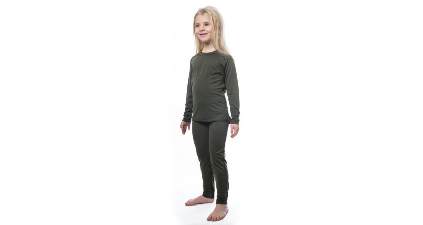 Dětský merino set Sensor Merino Air triko + spodky olive green (1)