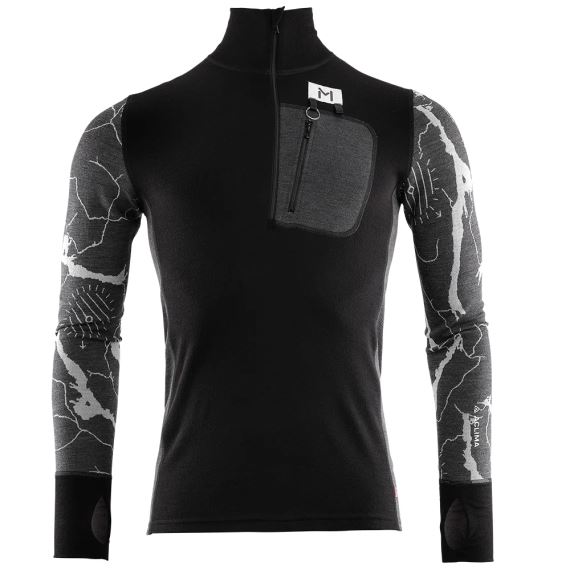 Pánské termotriko Aclima Lars Monsen Femunden Polo jet black/marengo/femunden dark