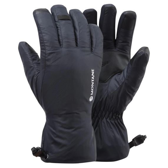 Rukavice Montane Womens Respond Dry Line black XS, pár černých technických rukavic z čelního pohledu.