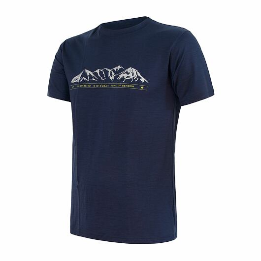 Pánské funkční triko kr. rukáv Sensor Merino Active PT Mountains deep blue XL