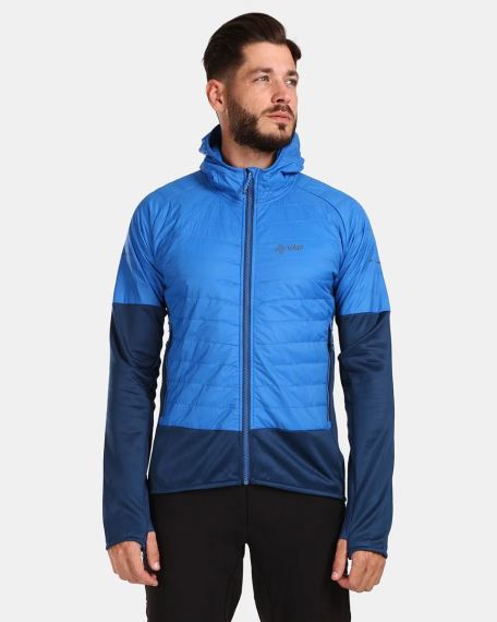 Produktový snímek bundy Kilpi GARES-M modrá na modelovi v celkovém pohledu.