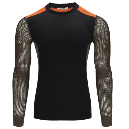 Pánské termotriko Aclima WoolNet Hiking Crew Neck jet black/tarmac/gold flame