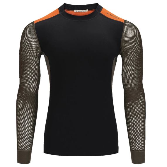 Pánské termotriko Aclima WoolNet Hiking Crew Neck jet black/tarmac/gold flame