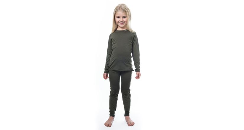 Dětský merino set Sensor Merino Air triko + spodky olive green (2)