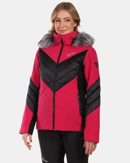 Dámská lyžařská bunda Kilpi LIN-W růžová na modelce, přední pohled.