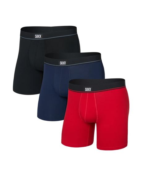 Pánské boxerky SAXX Essential Cotton (3 Pack) Boxer Brief red/maritime/black