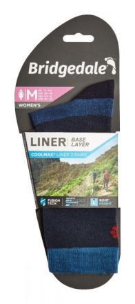 Ponožky Bridgedale Liner Coolmax Liner Boot x2 Women's navy/445 (2)