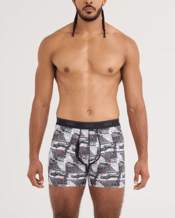Pánské boxerky SAXX Quest Quick-Dry Mesh Boxer Brief winter trek-black (1)