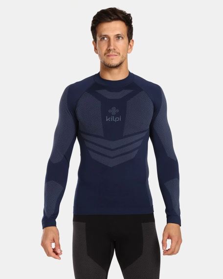 Pánské termo tričko Kilpi NATHAN-M tmavě modrá na modelovi zepředu.