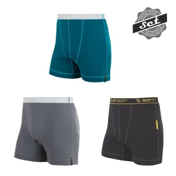 Trenky SENSOR Double Face 3-PACK pánské černá+safír+šedá