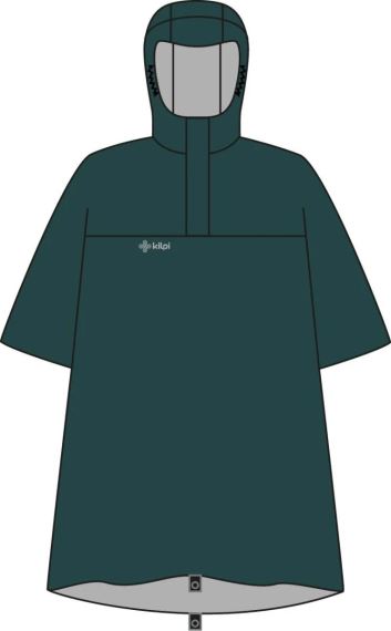 Přední pohled na Unisex pláštěnku Kilpi RAIT-U tmavě zelená.