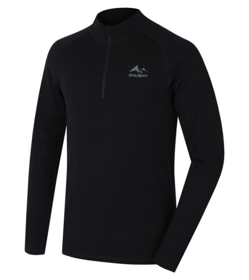 Pánské merino triko Husky MEROW ZIP M black, velikost