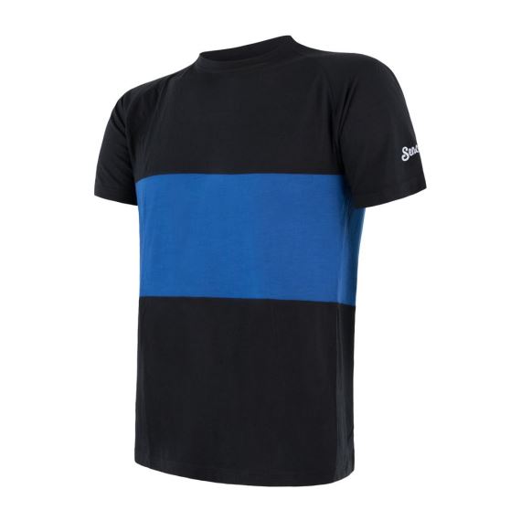 Pánské funkční tričko s krátkým rukávem SENSOR Merino Air PT černá/modrá