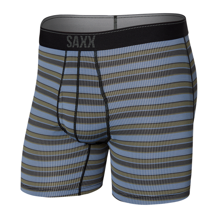 Pánské boxerky SAXX Quest Quick Dry Mesh Boxer Brief Fly solar stripe-twilight M