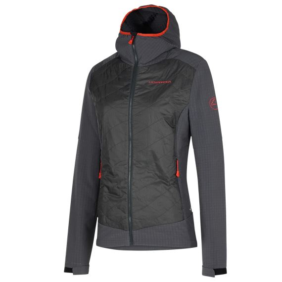 Dámská bunda La Sportiva KAP HYBRID HOODY carbon/cherry tomato