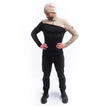 Pánská mikina dl.rukáv zip Sensor MERINO EXTREME UP černá/almond beige (4)