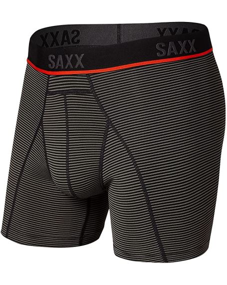 Pánské boxerky SAXX Kinetic HD Boxer Brief grey feed stripe ii