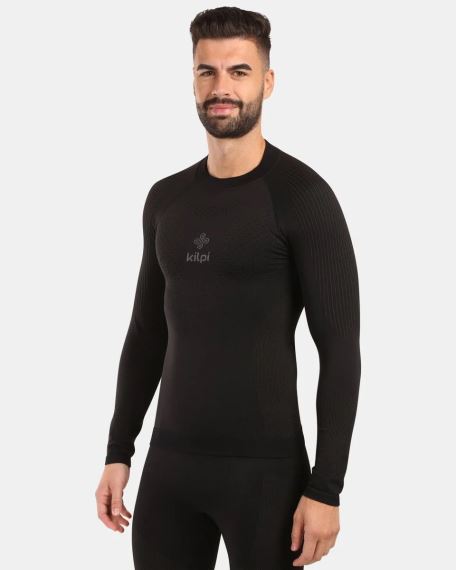 Pánské termo triko Kilpi NATHAN-M černá L na modelovi, focené zepředu.