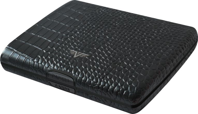 Peněženka Papers &amp; Cards RAY - leather Croco Black