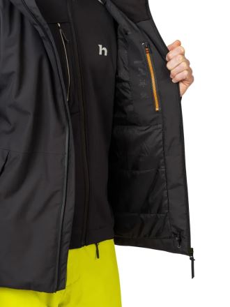 Detail vnitřní kapsy bundy Hannah Falon anthracite 3XL s oranžovým zipem a podšívkou. (7)