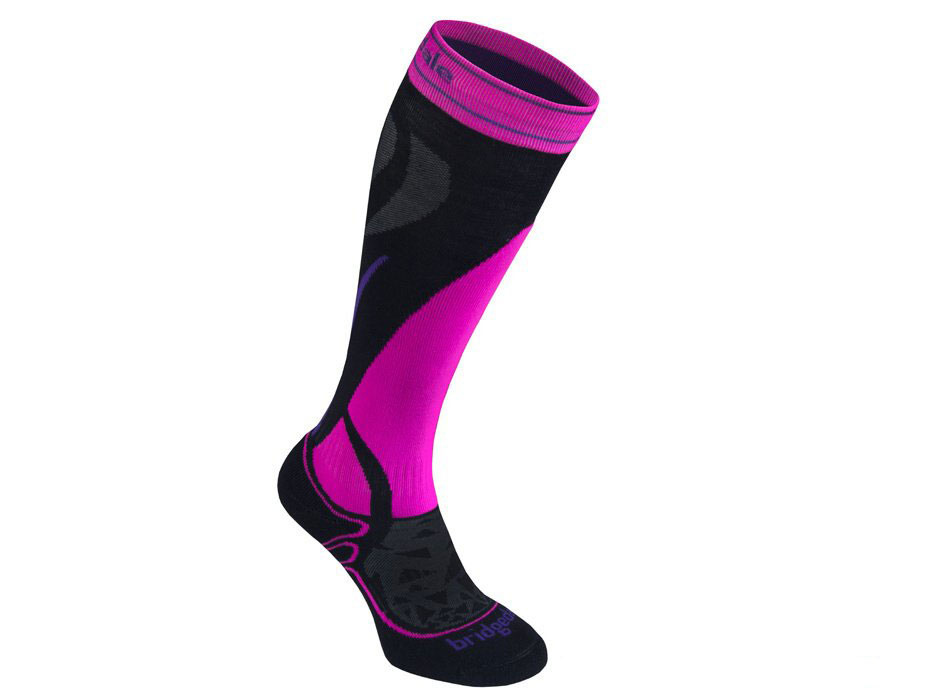Dámské ponožky Bridgedale Ski Midweight black/fluro pink/077 S (3-4,5 UK)