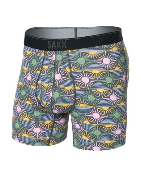 Pánské boxerky Saxx Quest Quick Dry Mesh Boxer Brief Fly Rise And Shine-Ebony
