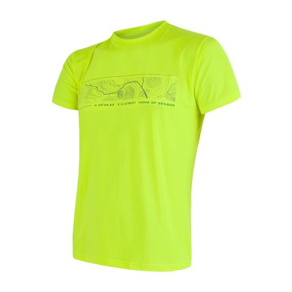 Pánské tričko s krátkým rukávem a potiskem SENSOR Coolmax Fresh PT GPS reflex žlutá
