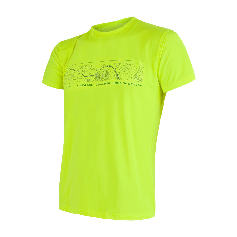 Pánské tričko s krátkým rukávem a potiskem SENSOR Coolmax Fresh PT GPS reflex žlutá M