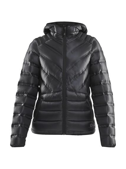 Čelní pohled na dámskou péřovou bundu Craft Lightweight Down černou.