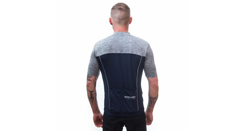 Pánský dres Sensor Cyklo Motion celozip deep blue/šedá (3)