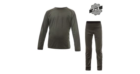 Dětský merino set Sensor Merino Air triko + spodky olive green