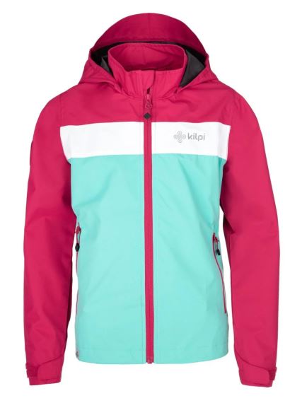 Přední pohled na produkt Dívčí outdoorová bunda Kilpi ORLETI-JG tyrkysová.