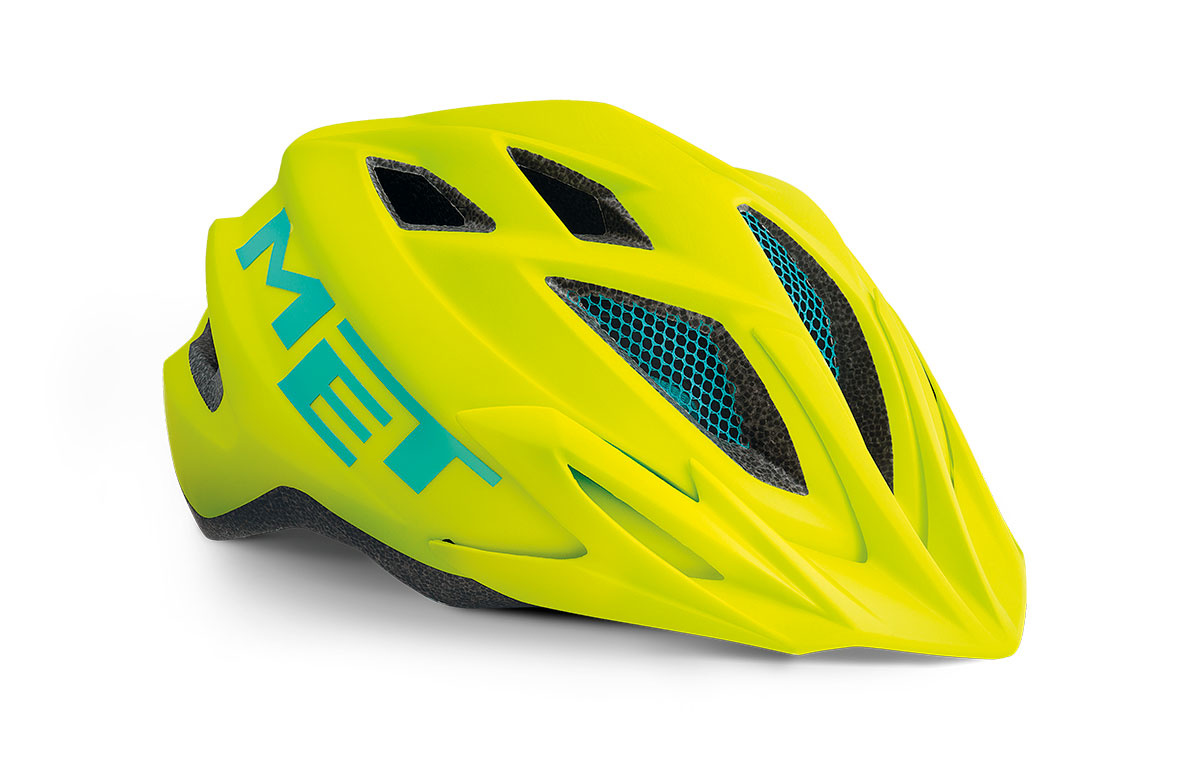 Juniorská cyklistická helma MET Crackerjack reflexní žlutá