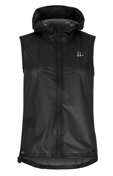 Čelní pohled na dámskou běžeckou vestu Craft PRO Hydro Lightweight černou.