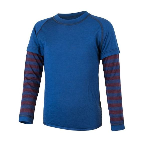 Dětské funkční tričko s dlouhým rukávem SENSOR Merino Air tm. modrá/pruhy