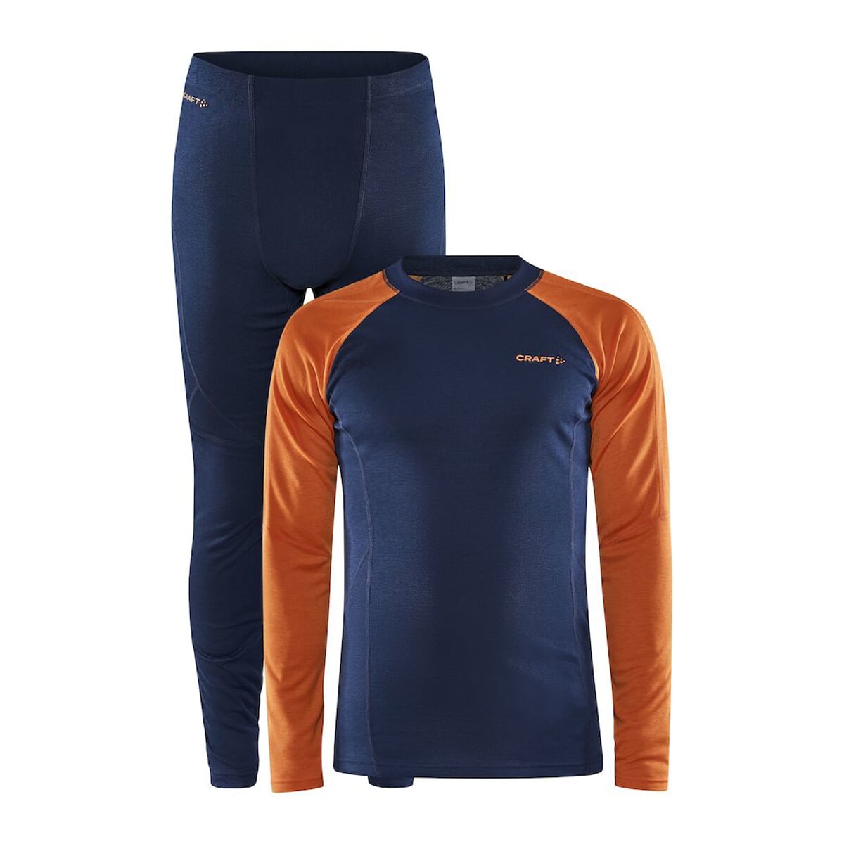 Pánský set funkčních kalhot a trika Craft Core Warm Baselayer Tmavě modrá s oranžovou XL