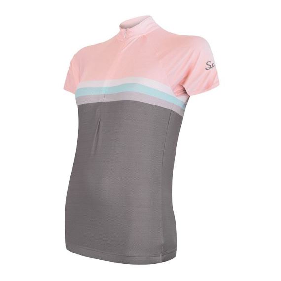 Dámský cyklistický dres s krátkým rukávem SENSOR Cyklo Summer Stripe šedá/růžová